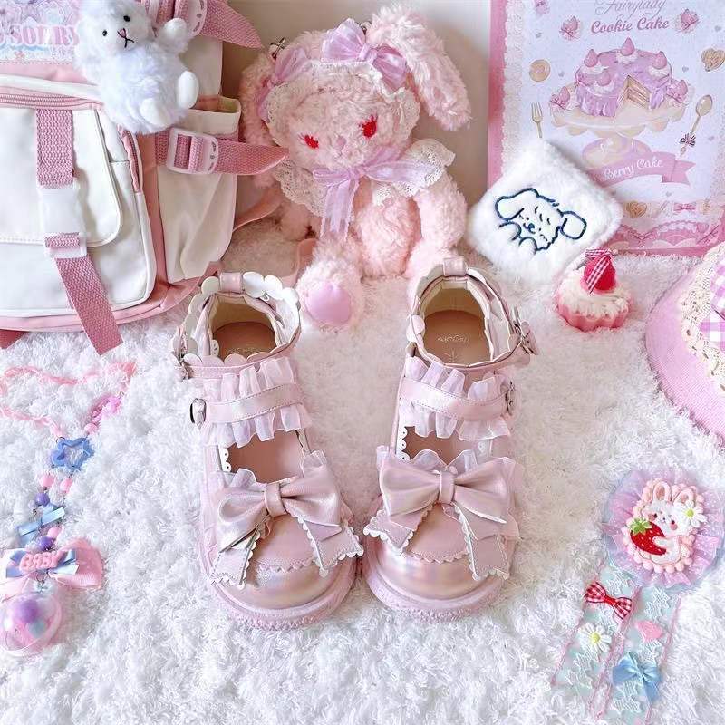 (Buyforme)Yaya~Kawai Lolita Bow Low Cut Leather Shoes 34 pink 