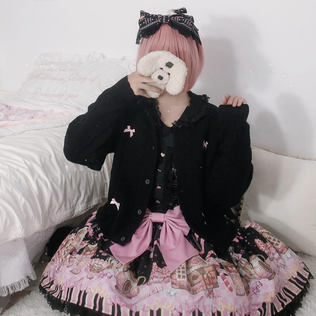 (BuyForMe) MIST~Hollow Out Long Sleeve Lolita Cardigan Multicolors S black