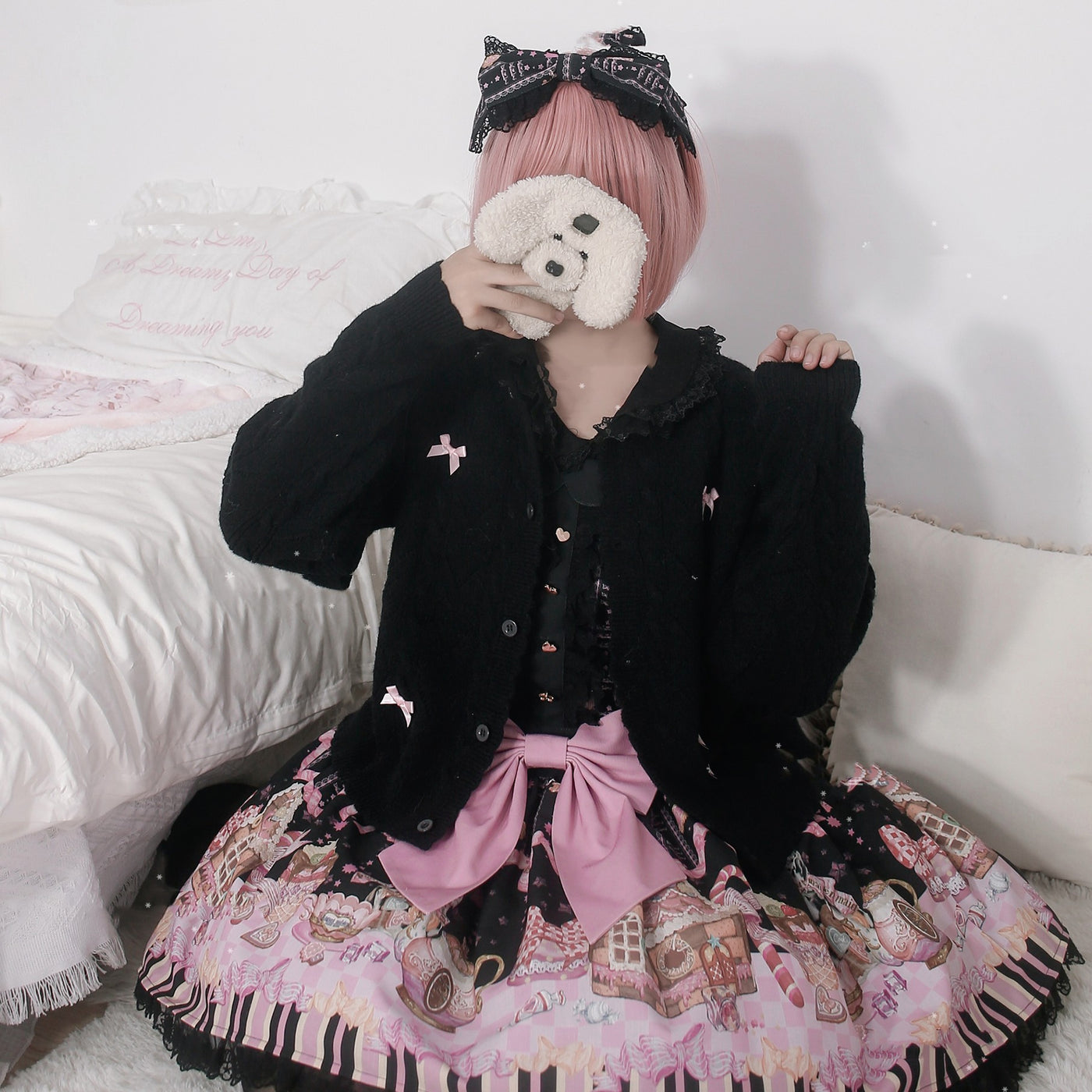 (BuyForMe) MIST~Hollow Out Long Sleeve Lolita Cardigan Multicolors S black 
