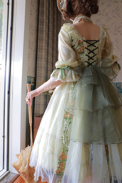 ZeeYe~Monica's Garden~Lagre Organza Lolita Flower Clip matcha organza bow  