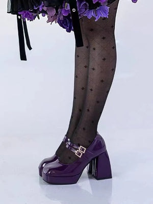 Sky Rabbit~Sweet Lolita Mary Jane High Heels Shoes 34 dark purple 