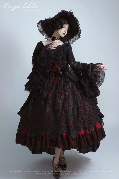 (Buyforme)Lingxi Lolita~Nightmare Lilith~Gorgeous Gothic Lolita OP   