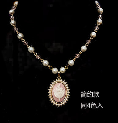 Rose of Sharon~ Cameo Lolita Retro Necklace 4 Colors simple version (please leave a message of the color)  
