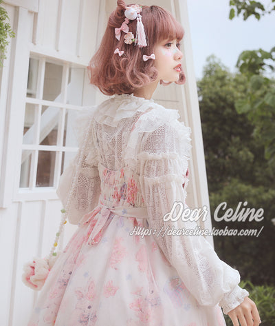 Dear Celine~Sakura Rabbit High Waist Wa Lolita JSK   