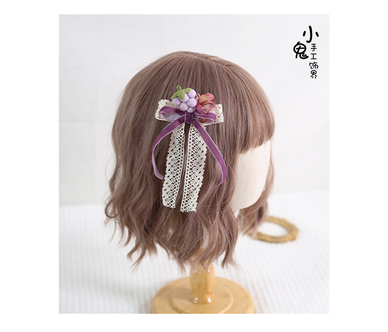 Xiaogui - Grapery Lolita Earring Necklace Lolita Accessory No.15 grape floral brooch(fish mouth)