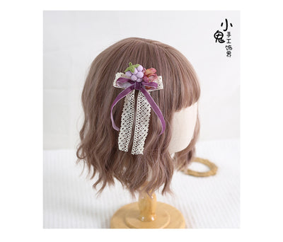 Xiaogui~Grapery Lolita Earring Necklace Lolita Accessory No.15 grape floral brooch(fish mouth)  
