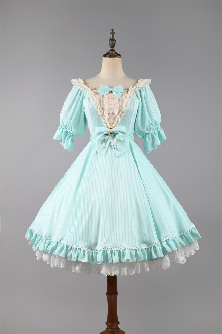 Strawberry Witch~Midsummer Star~Silver Foil Printing Lolita OP Dress XS sky blue OP (solid color version) 