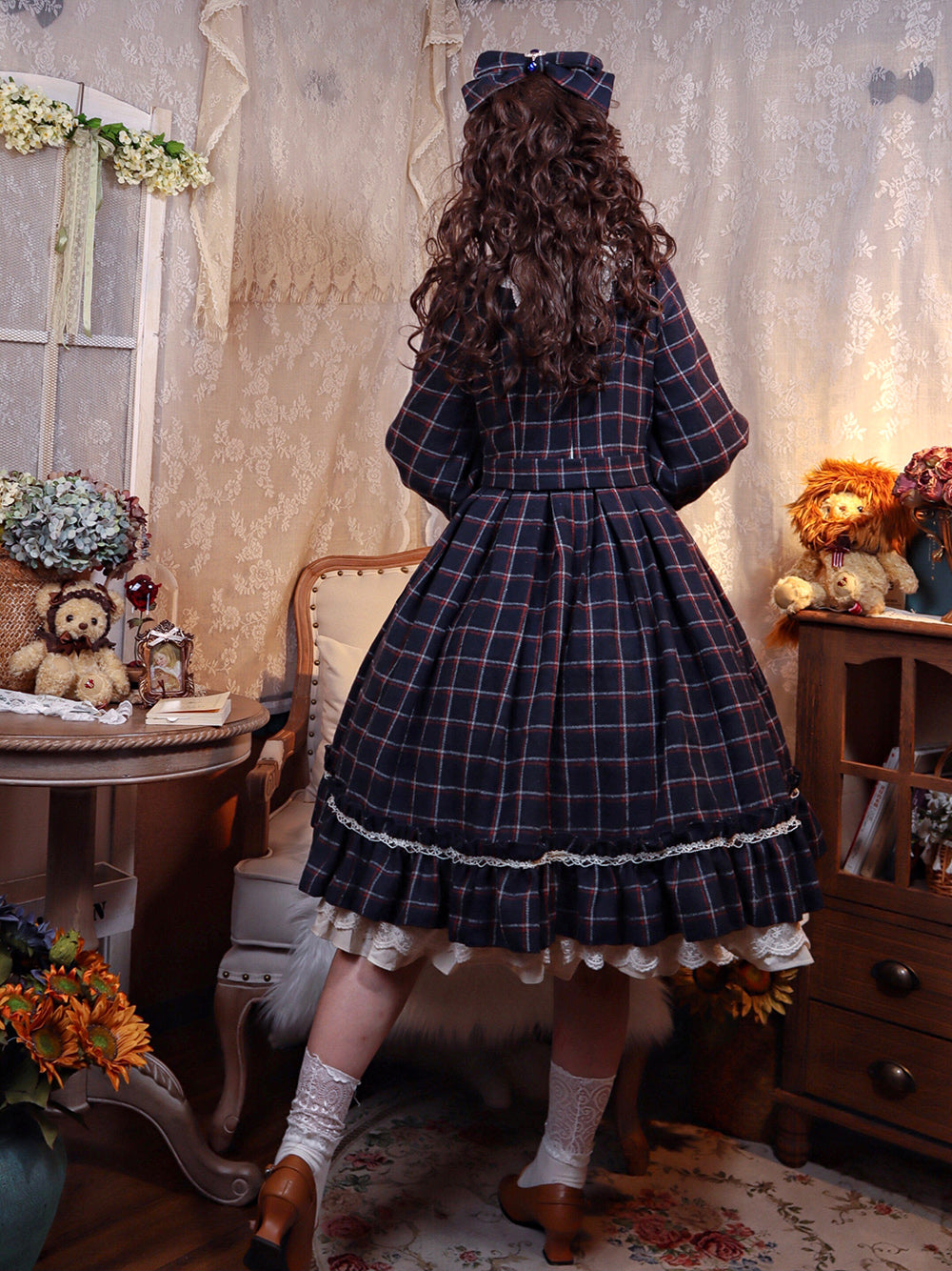 Miss Point~Rose Silhouette 3.0~Plaid Vintage Classic Lolita OP 3700:22251