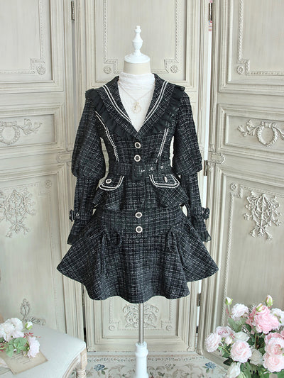Alice Girl~Lady's Holiday~Two-Piece Elegant Lolita Dress XS black (set) 