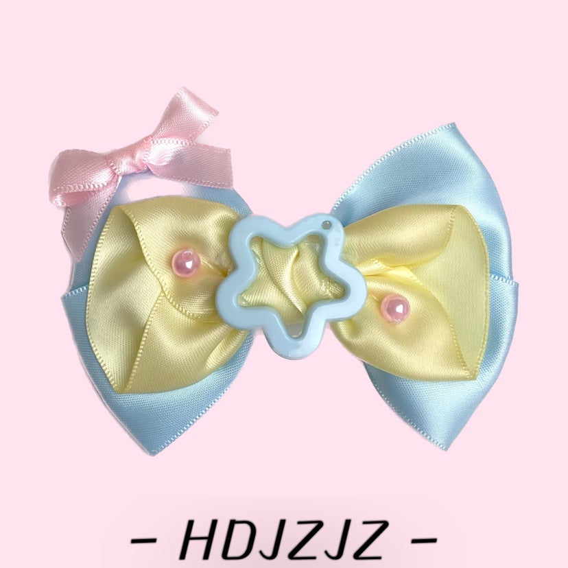 Bow Terminator - Sweet Lolita Headwear Handmade Hairpin 8cm blue star-shaped haiclip (1 only)