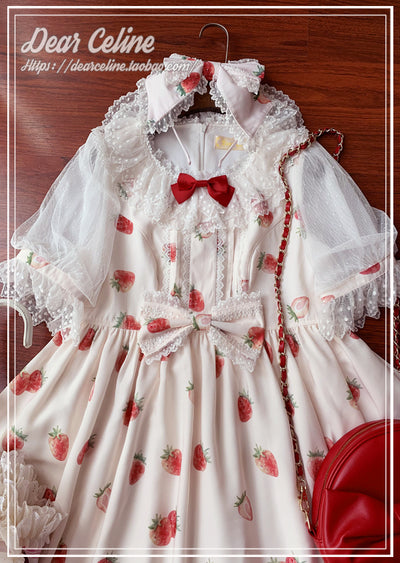 Dear Celine~Strawberry Ice Cream Lolita OP Dress   