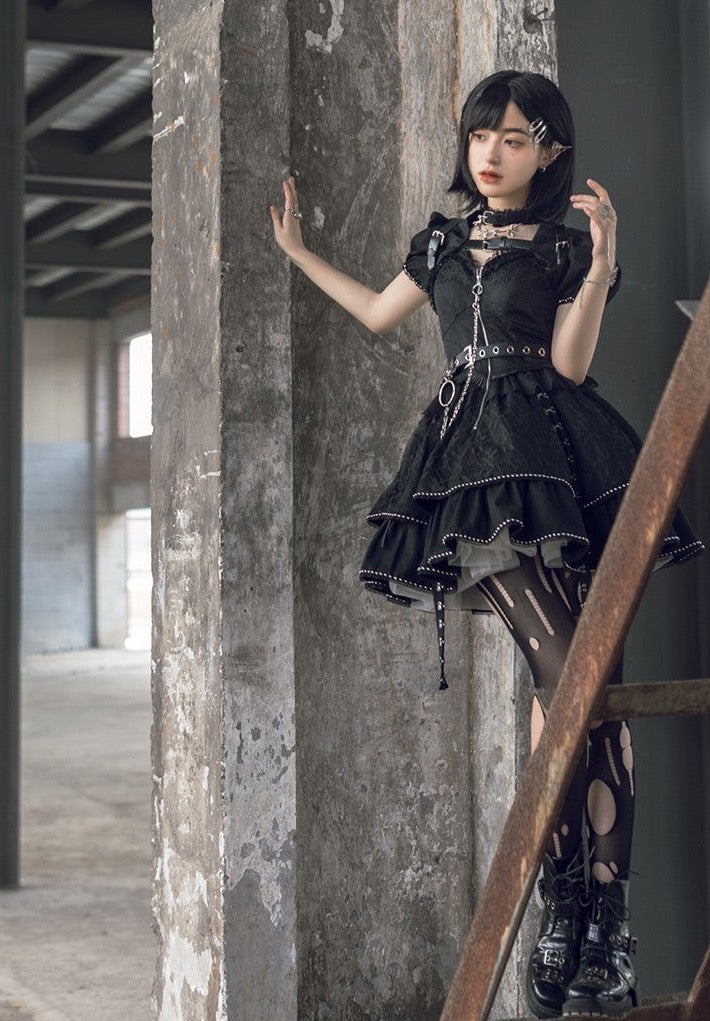 With Puji~Trapped Song~Punk Lolita JSK Dress Set   