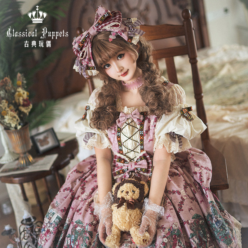 Classical Puppets~Classical Doll~Kawaii Lolita Casual Dress S pink+ blood cloak 