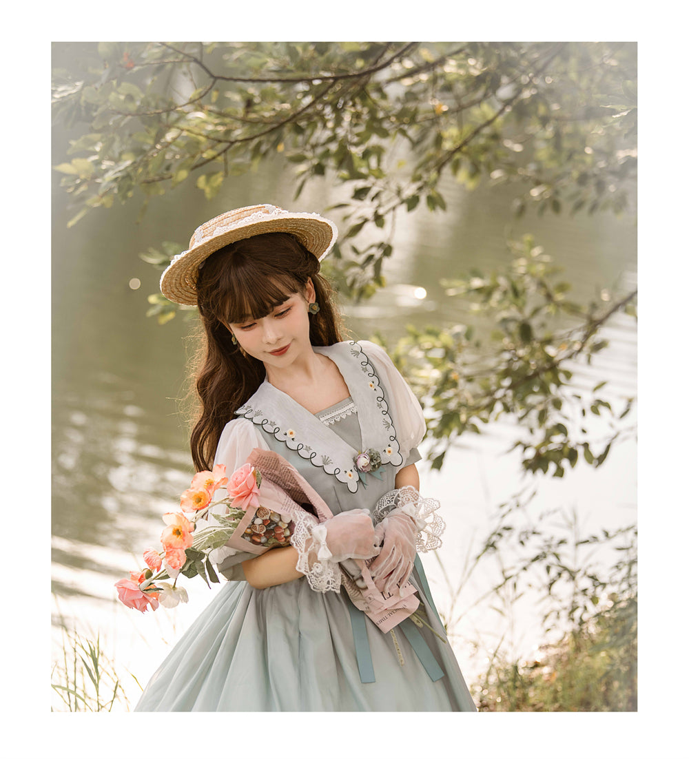 EESSILY~Afternoon Courtryard~Kawaii Lolita Summer Embroidery OP 8320:130906
