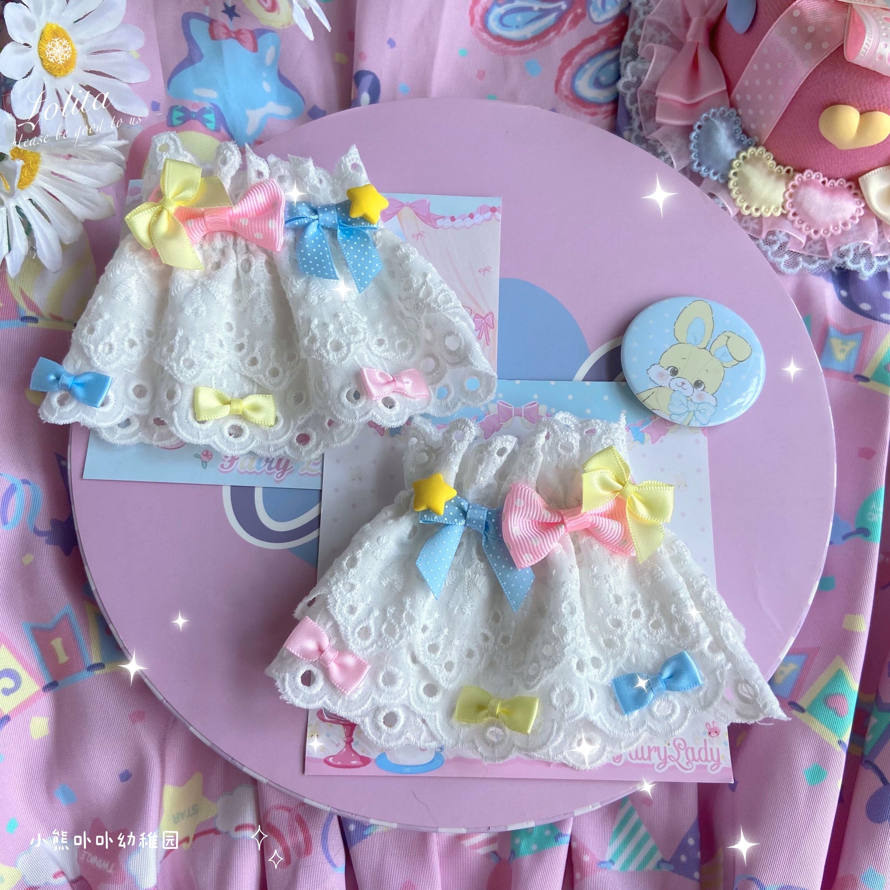 Bear Doll - Sweet Lolita Cuff with Heart and Bow pink yellow blue bow