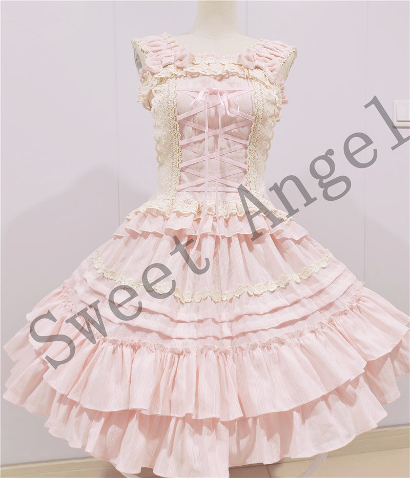 Sweet Angel - Balletcore Sweet Lolita Pink Dress Set