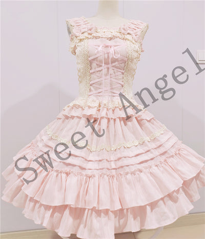 Sweet Angel~Balletcore Sweet Lolita Pink Dress Set   