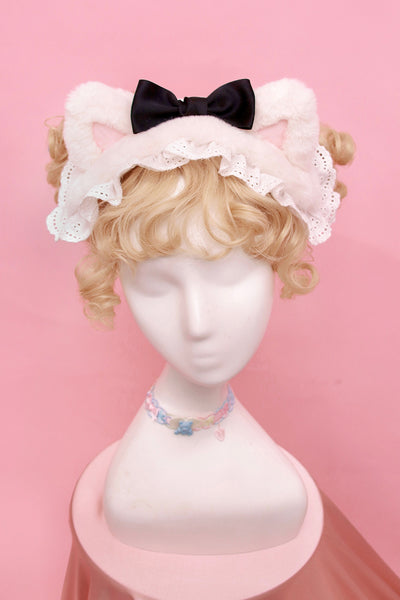 Alice Girl~Sweet Lolita KC~Candy Cat Bow Headband black-pink（hair band）  