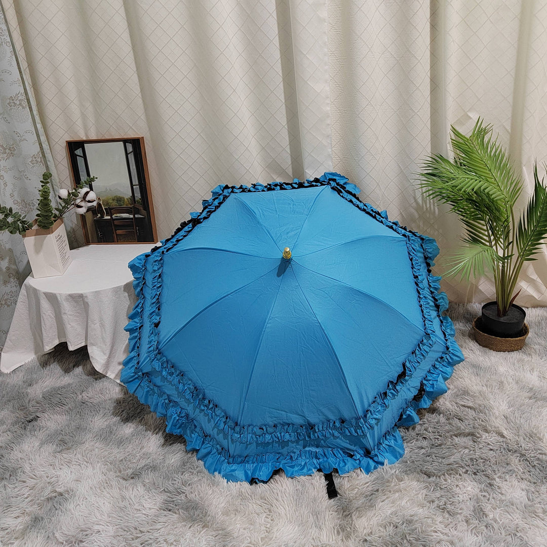 Foldable Flounce Princess Lolita Parasol blue  