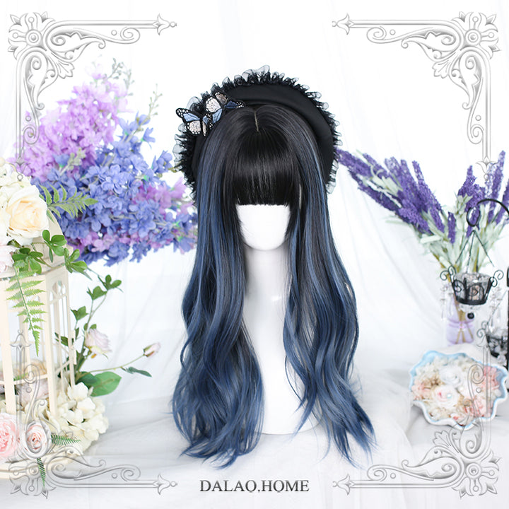 Dalao Home~Faint Blue~Dairy Lolita Long Curly Wig   