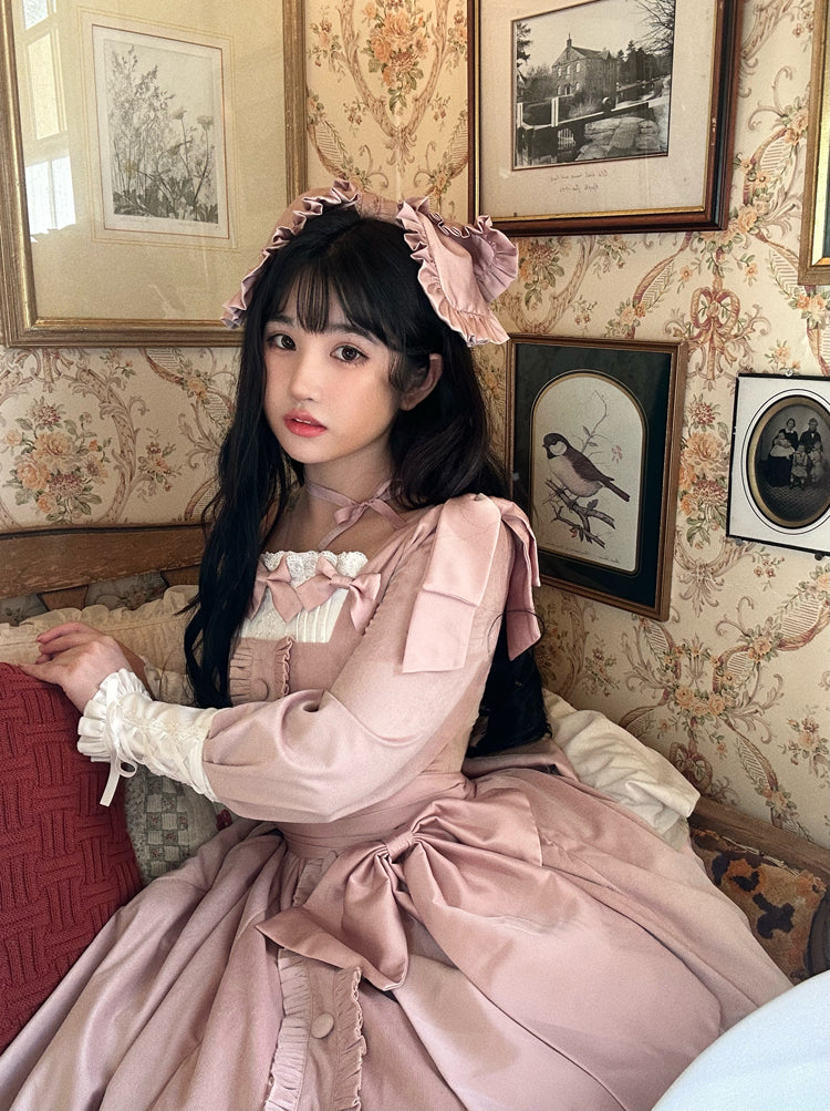 Sweet Wood - Annie's Gift - Elegant Velvet Lolita OP Dress One Size pink OP