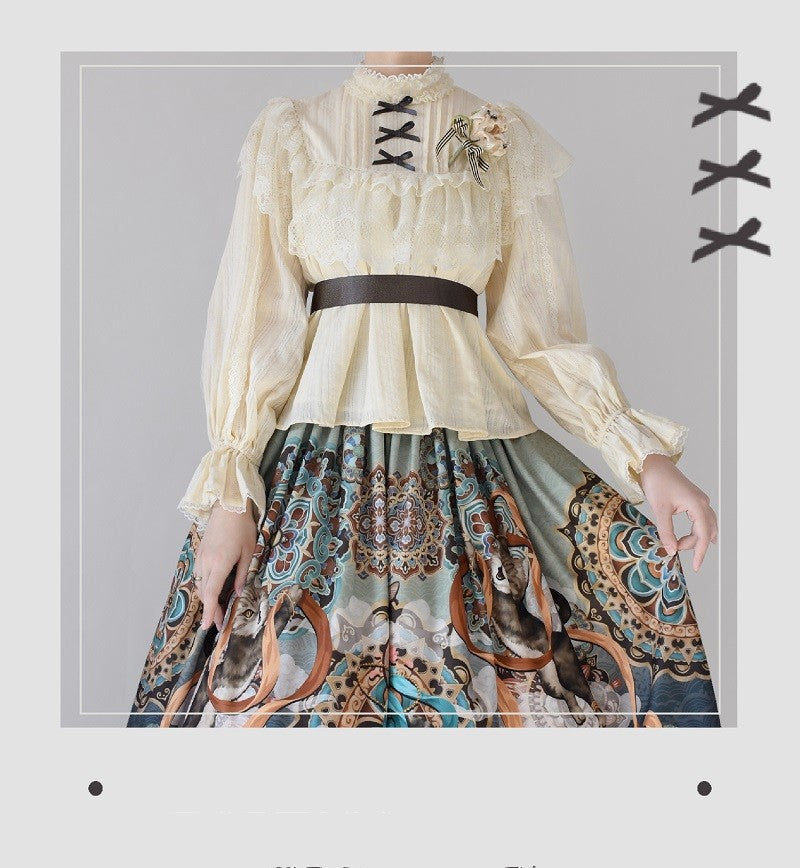 YuanSu~Life Is Like A Dream~Retro Lolita Cotton Blouse   