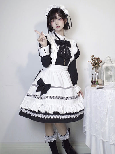 Alice Girl~Aili Housekeeper~Vintage Maid Lolita OP Dress   