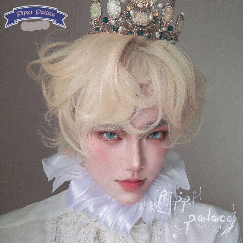 Pippi Palace - Lolita Short Curly Wig Pale Gold Air Bangs PP-029E pale gold only