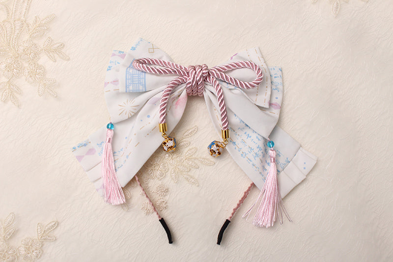 Alice Girl-Return of Crane Wa Lolita Bow Tassels KC free size white 