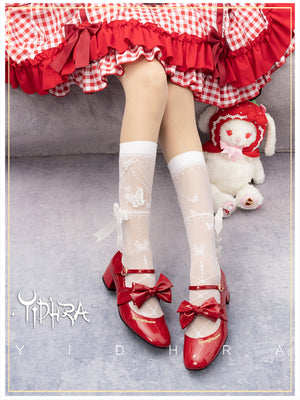 Yidhra~Wedding Night Butterfly~Kawaii Lolita Summer Stockings free size night butterfly-white-gorgeous version-calf socks 