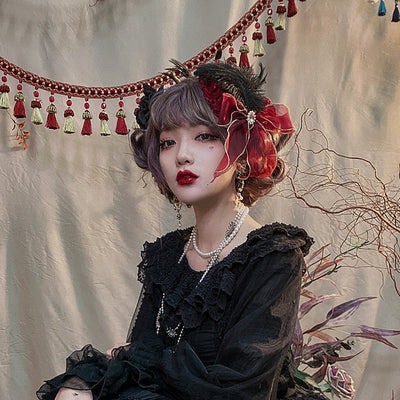 Miss Point~Multicolors Lolita Accessory Brooch Hat Pearl Belt   
