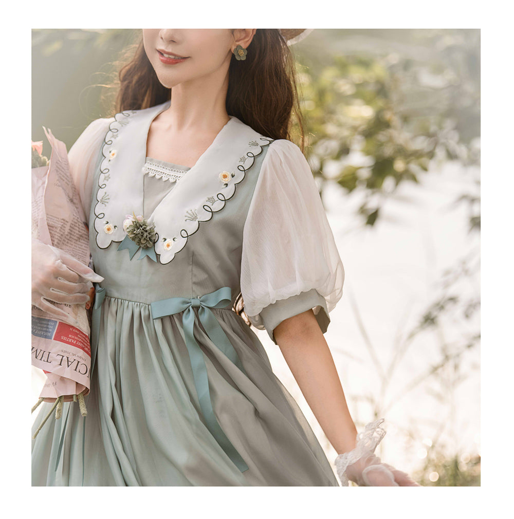 EESSILY~Afternoon Courtryard~Kawaii Lolita Summer Embroidery OP 8320:130908