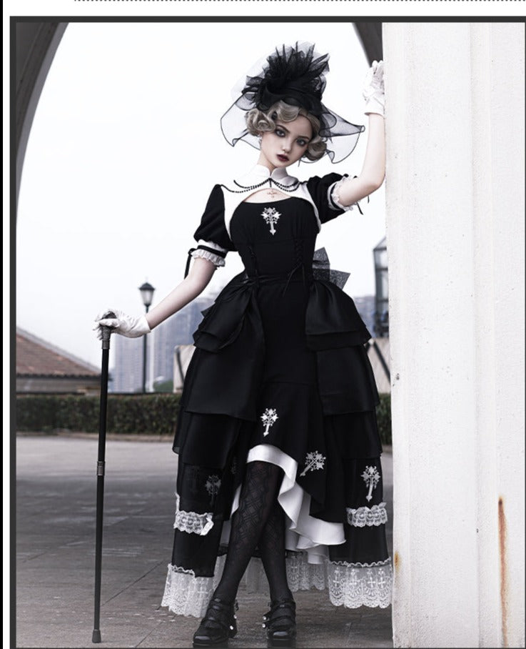 With PUJI~Prayer of the Dead~Gothic Nun Lolita OP Dress   