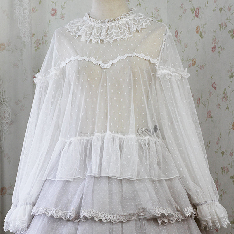 NanShengGe ~Sweet Lolita Short Sleeve Blouse M(long sleeve) white 
