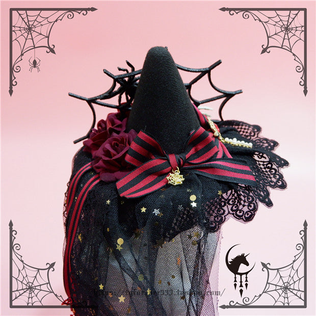 Fox Cherry~ Spider's Web Bones Gothic Witch Hat   
