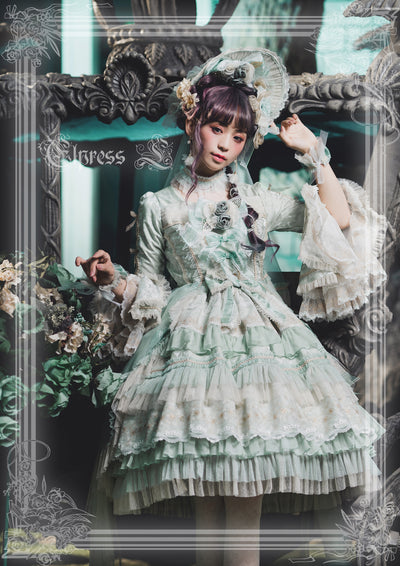 Elpress L~Fairies Island~Lolita wedding Dress OP Dress grass green S 