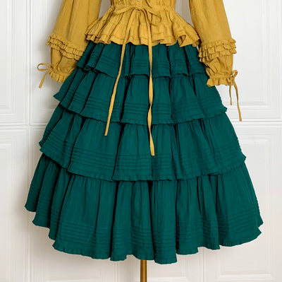 Boguta - Heidi Cotton Lolita Tiered SK Skirt M dark green