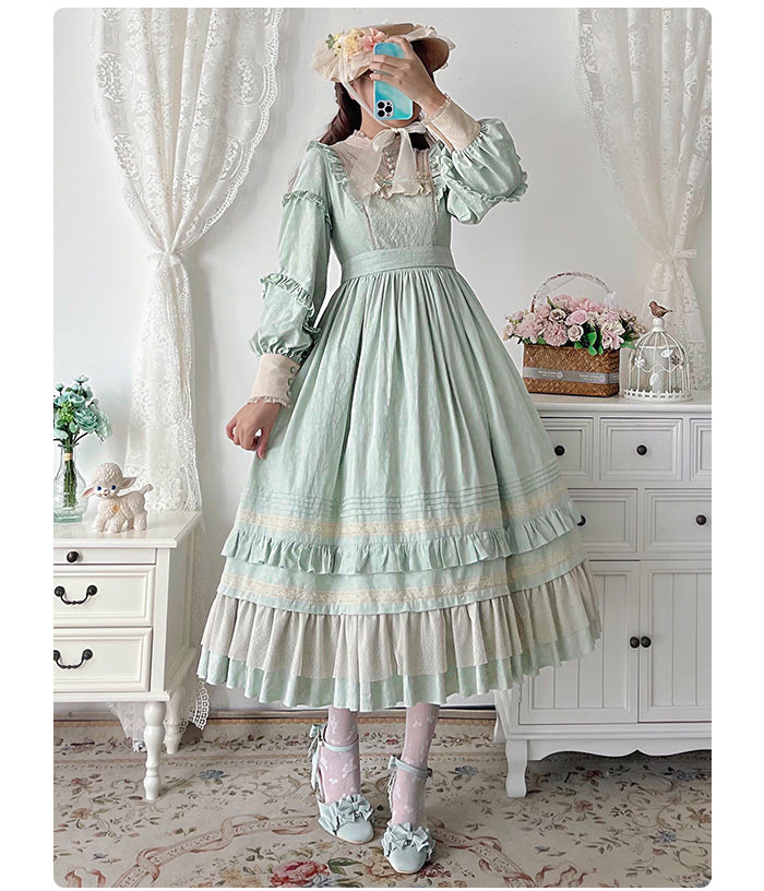 Alice Girl~Vintage Lolita OP Dress~Miss Lya's Jacquard Cotton Dress   