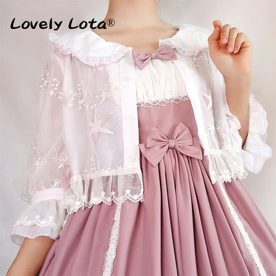 LovelyLota~Little Star~Sweet Lolita Thin Short Coat S white 