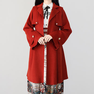 Yuansu~To Early Winter~Multicolors Lolita Winter Overcoat S vermilion red 