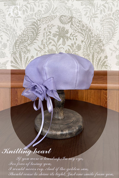 Alice Girl~Knitting Core~Lolita Accessory Light Luxury Glossy Beret purple  