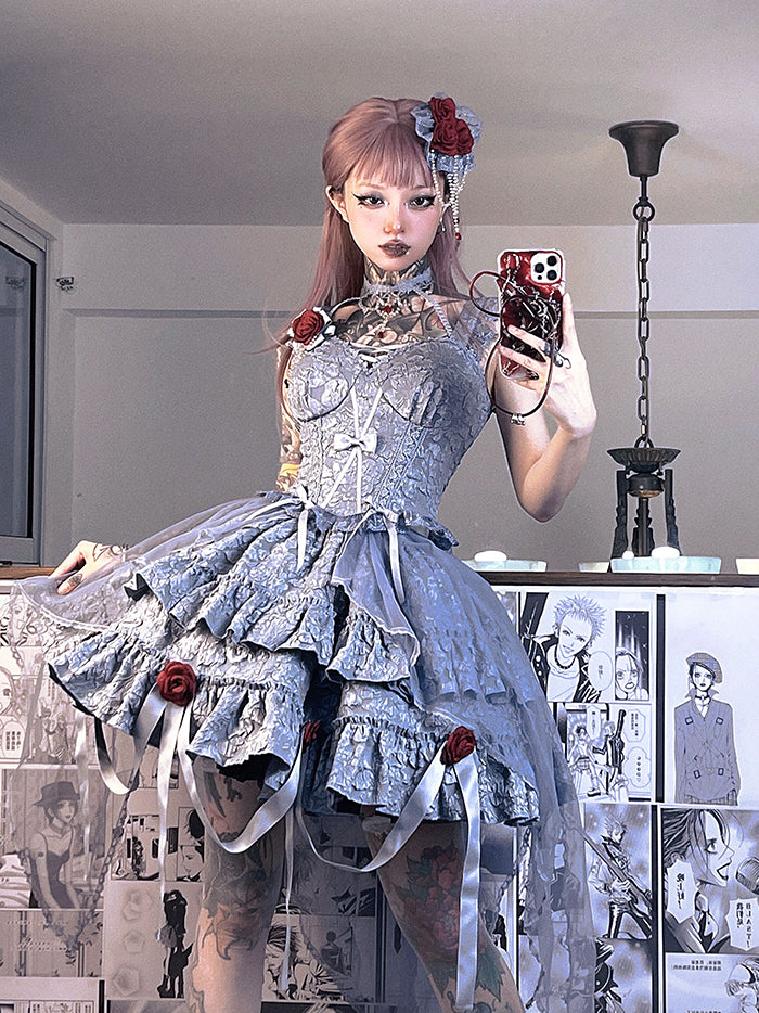 Alice Girl~Gothic Lolita SK Set~Blood Rose Skirt and Corset   