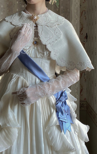Alice Girl~Lolita little rose~Elegant Lolita Embroidery Cloak S blue(cloak+brooch) 