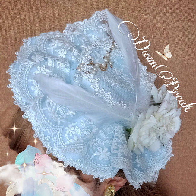 (Buy for me) Sweet Wood~Secret Garden In Midsummer~Lolita Bonnet, Necklace, Accessory blue normal bonnet 