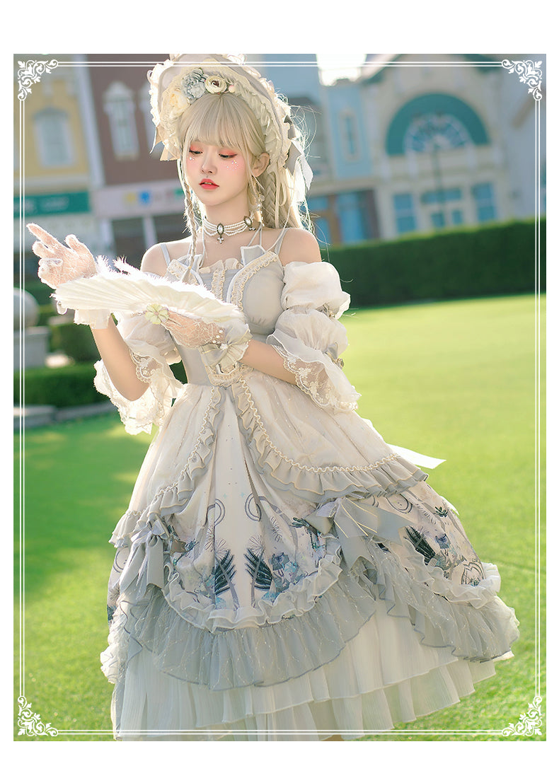 YingLuoFu~Rose Girl~Lolita Tea Party Wedding OP Dress S OP dress 