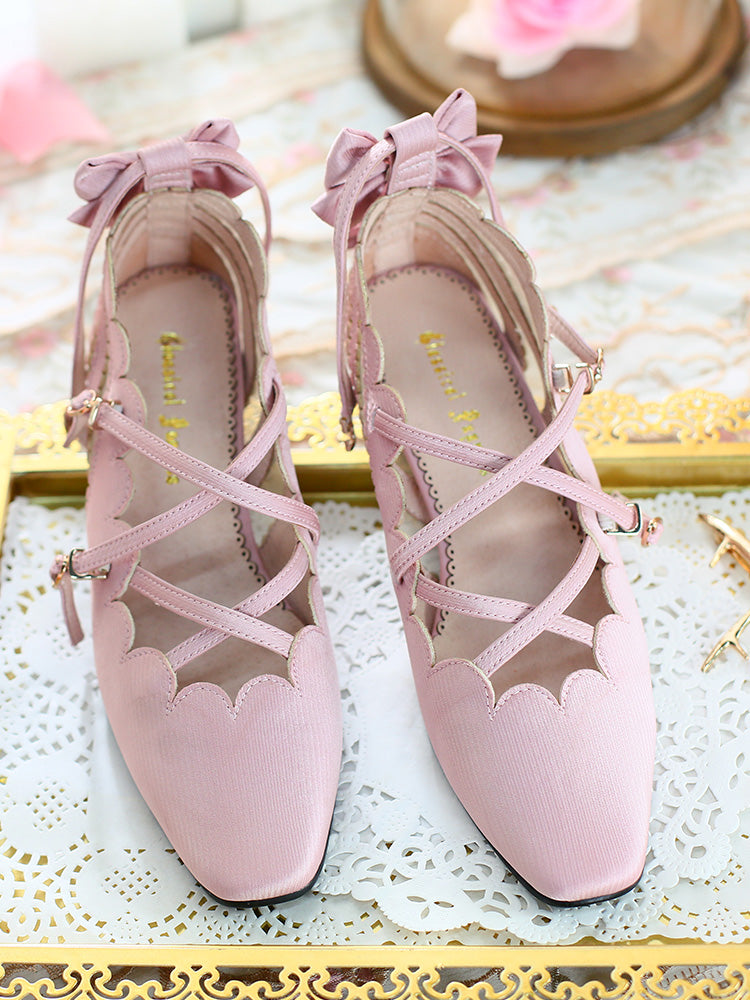 Puppets and Doll~Elegant Princess Thick Heels Lolita Shoes pink 35 