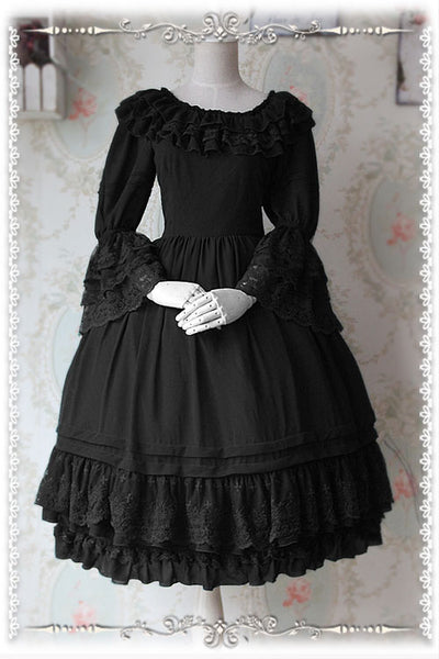 Infanta~Lolita Tea Party Chiffon OP M black OP 