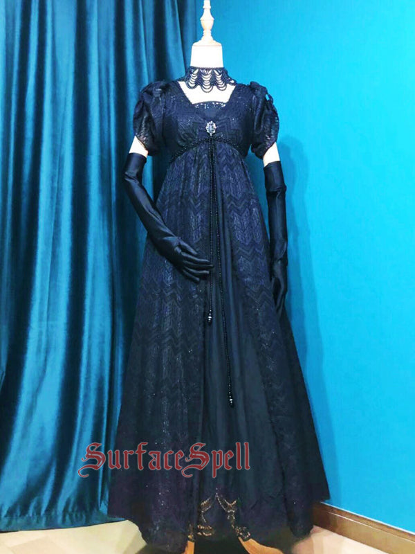 Surface Spell~MissBennet~Empire Waist Chiffon Lolita Dress S black 