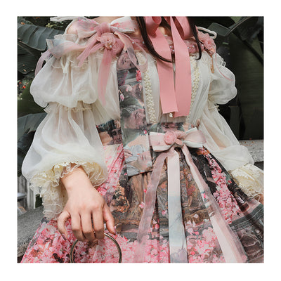 Balladeer~Open Shoulder Puff Sleeve Lolita Blouse   