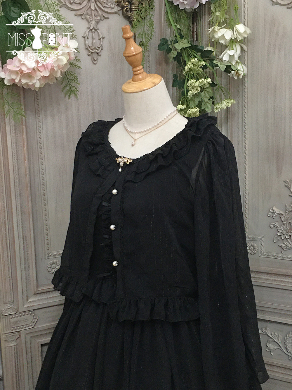 Miss point - Rhine Riverside - Summer Lolita Cardigan S pure black